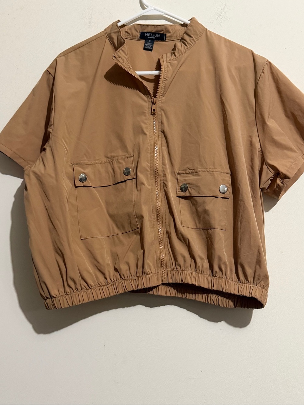 Helium London Cropped Short-Sleeve Zip Jacket - Camel/Tan